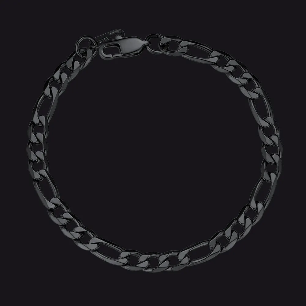 Figaro Cuban Link Chain Bracelet For Men, 6MM-13MM