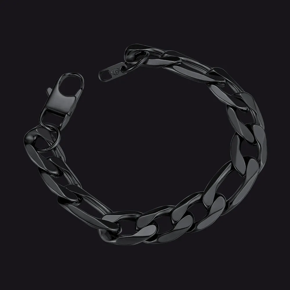 Figaro Cuban Link Chain Bracelet For Men, 6MM-13MM