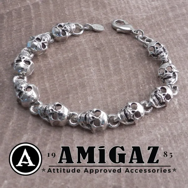 Flat Skull Pewter Bracelet