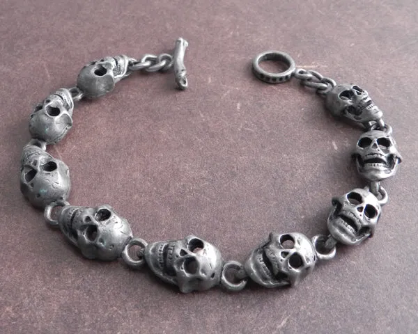 Flat Skull Pewter Bracelet