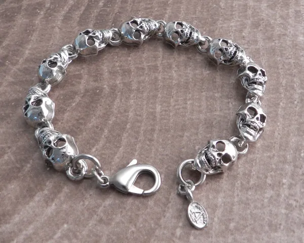 Flat Skull Pewter Bracelet