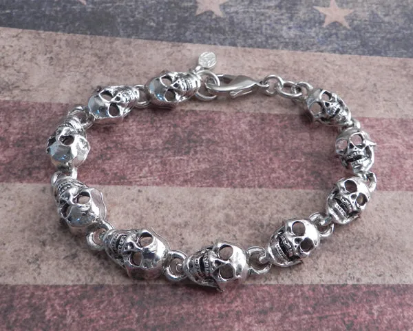 Flat Skull Pewter Bracelet