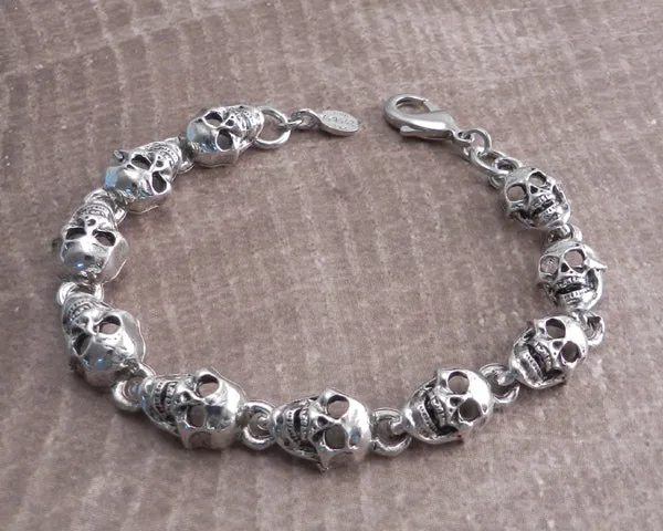 Flat Skull Pewter Bracelet