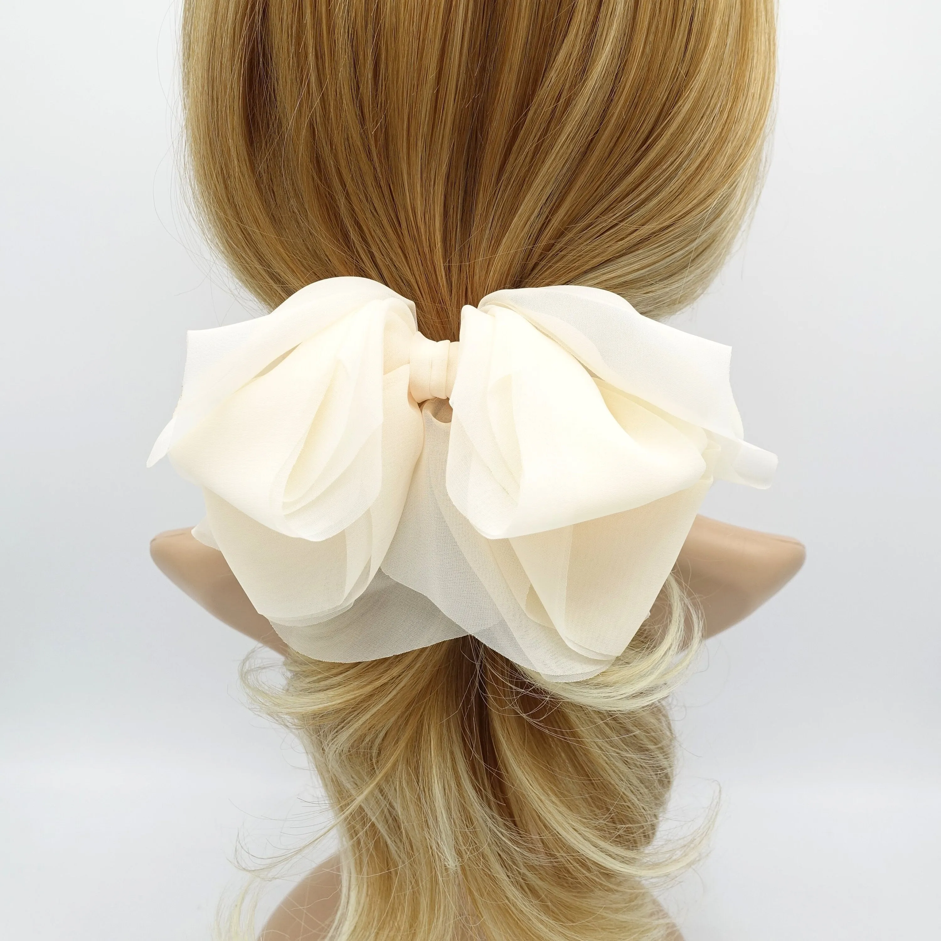 floppy hair bow chiffon multi layered bow women hair accessory