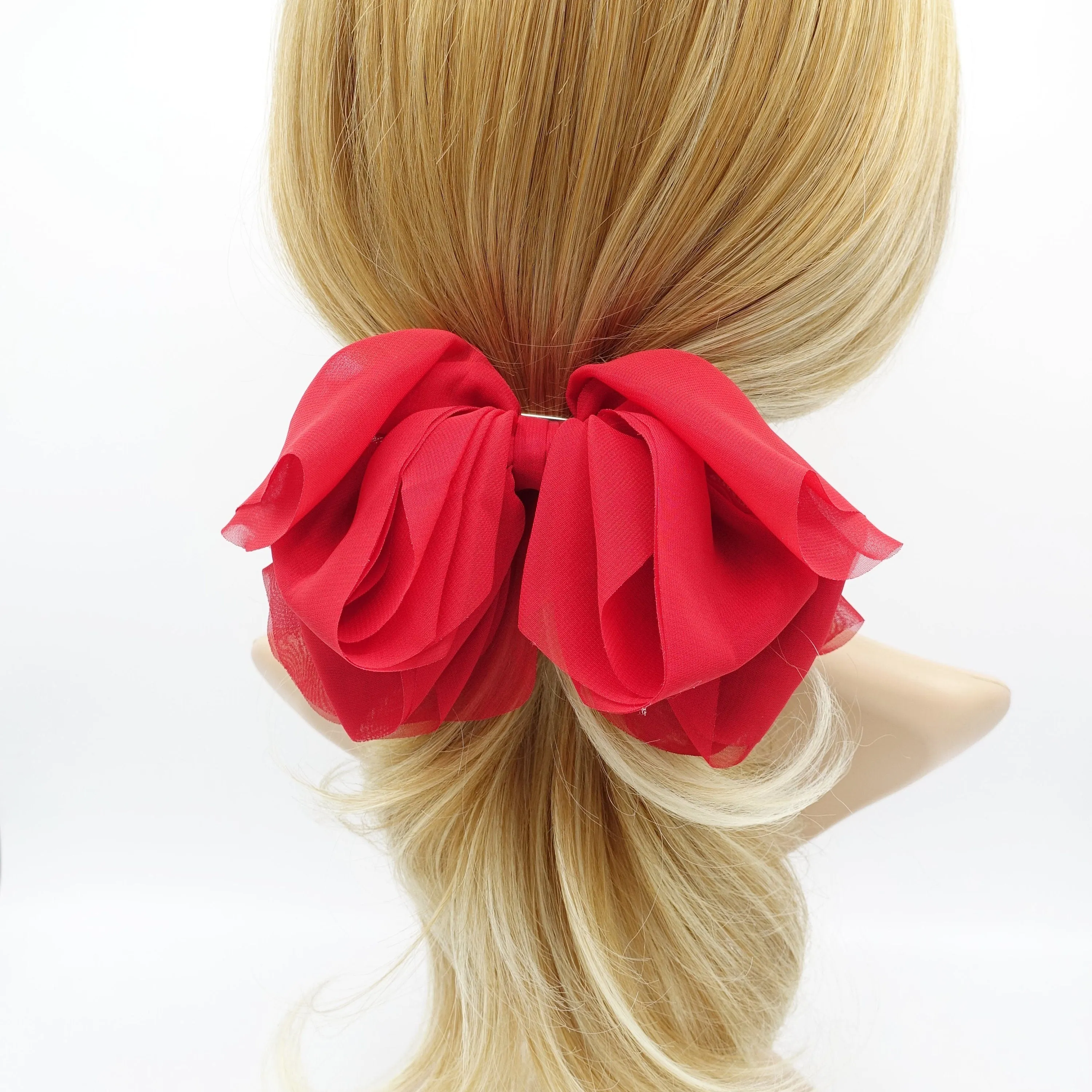 floppy hair bow chiffon multi layered bow women hair accessory