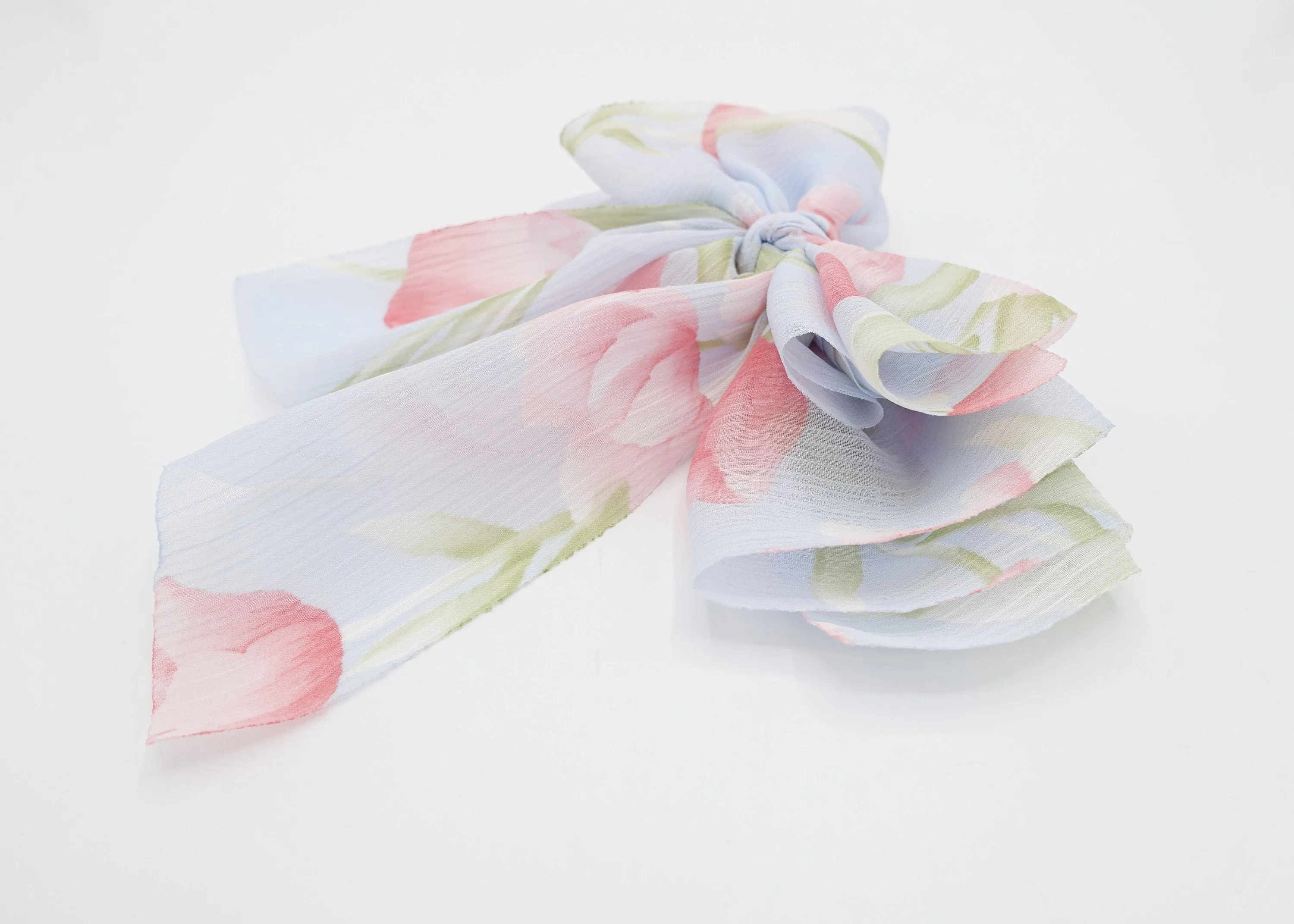 Floral hair bow Spring floral tulip flower print chiffon hair accessory for women