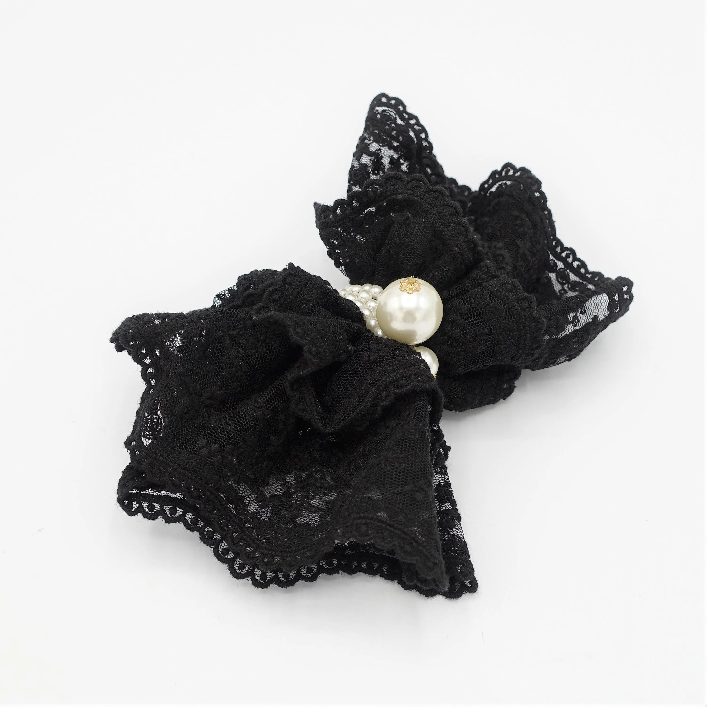 Floral lace layered bow french hair barrette elegant women hair accessory