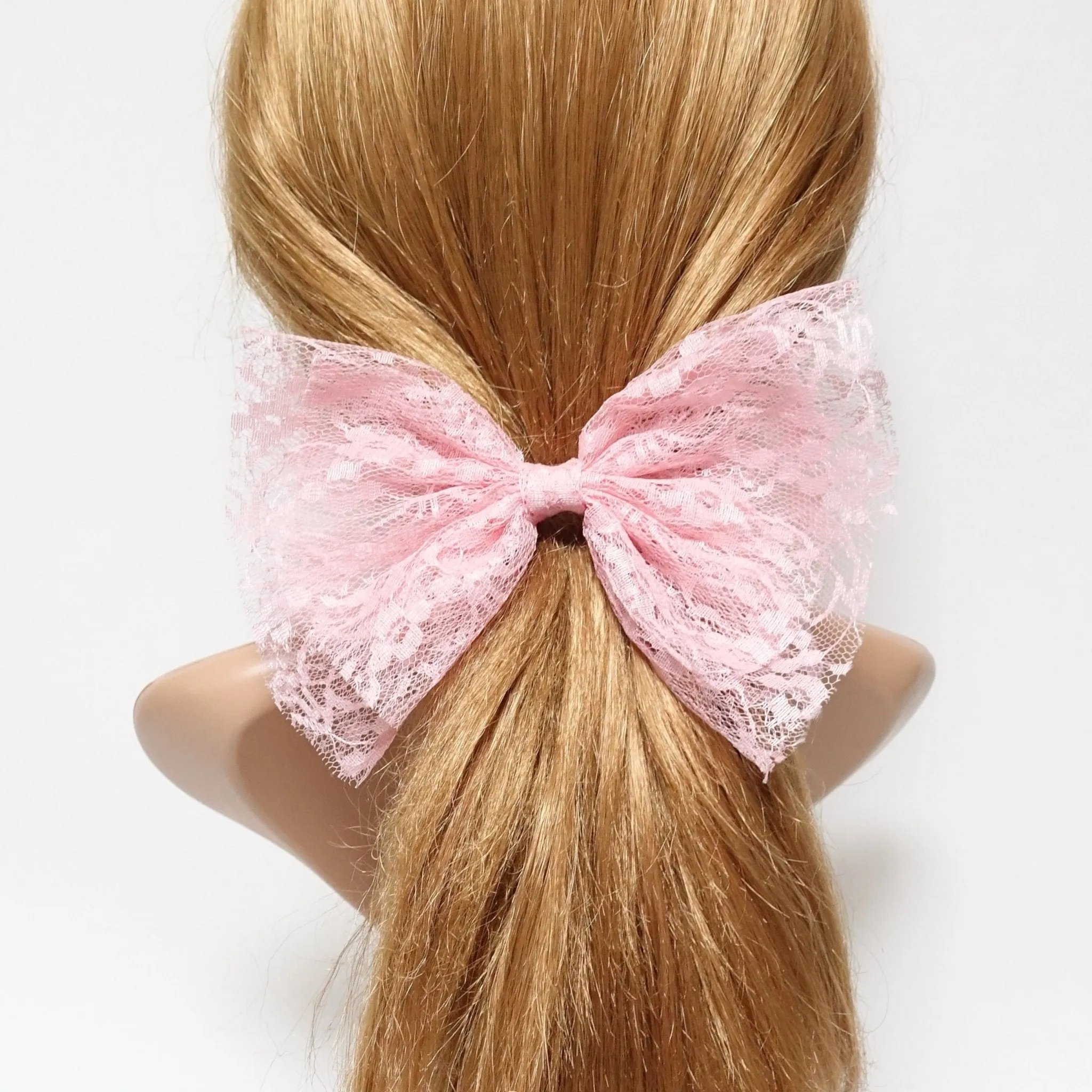 floral lace layered bow medium size bow french barrette women hair accessory