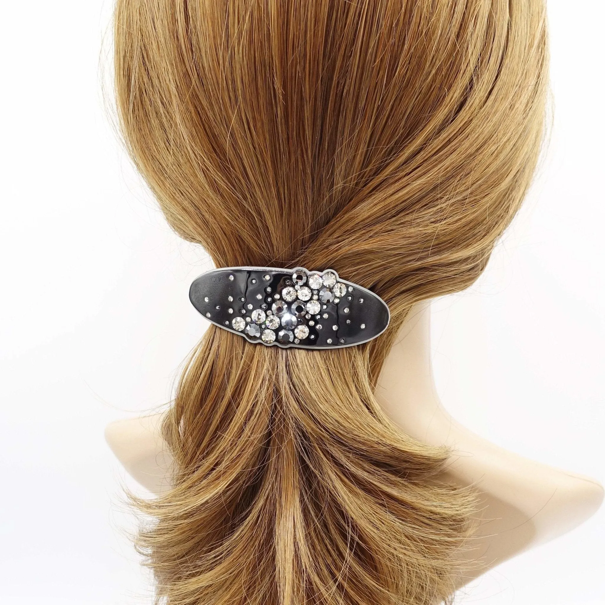 galaxy rhinestone embellished cellulose acetate hair barrette women hair accessory