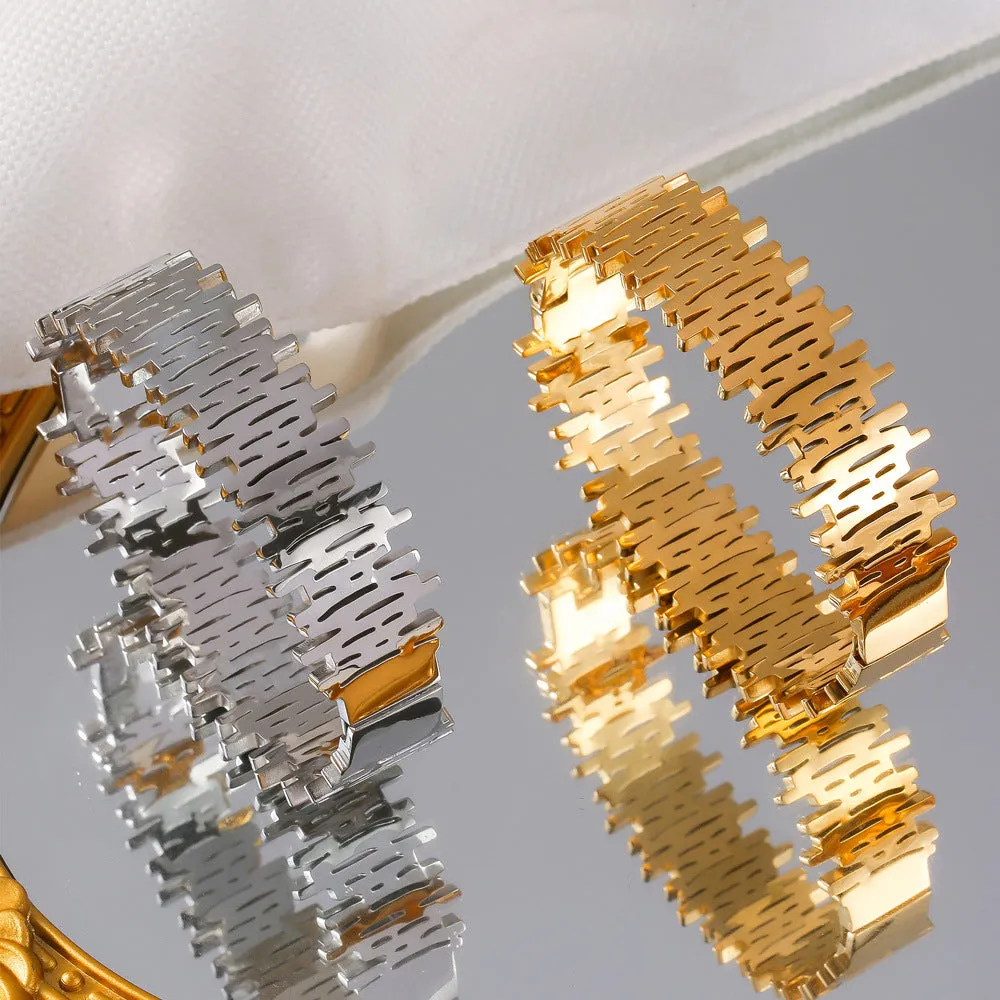 Geometric Personality Gold-Plated Vertical Stripe Bracelet