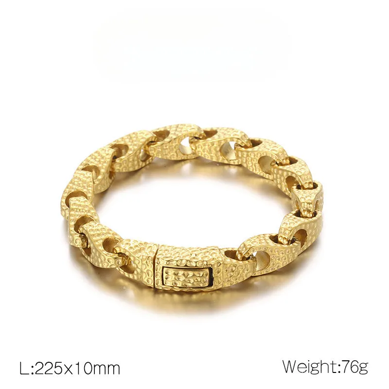 Geometric Spot Knock Pattern 18K Gold-Plated Titanium Steel Bracelet for Men