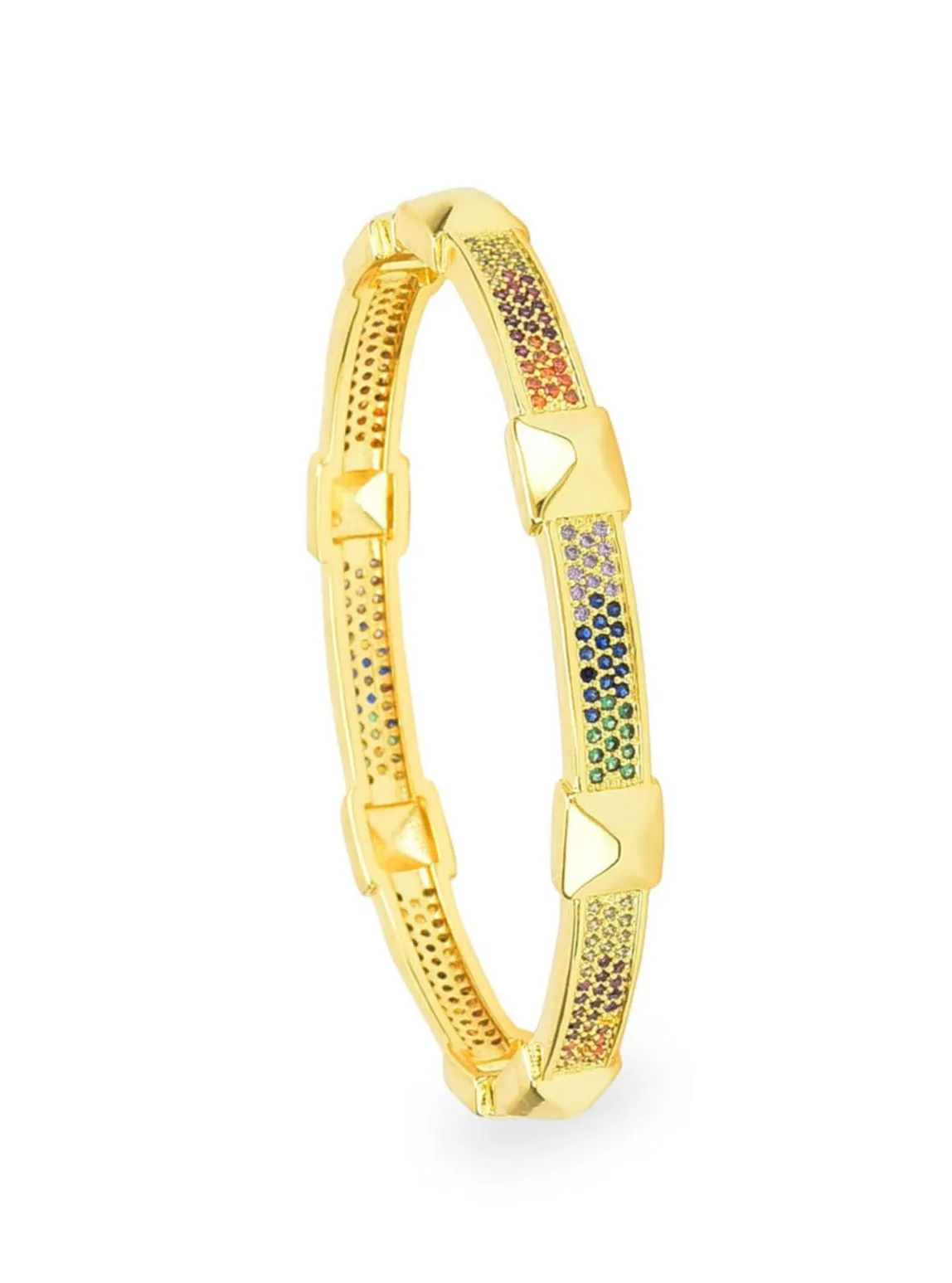 Glam Gold Plated Zircon Cuff Bangle