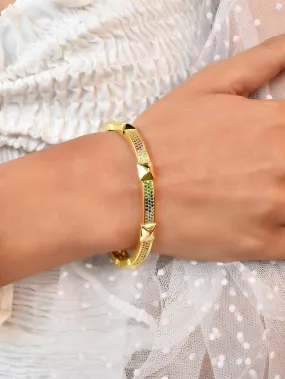 Glam Gold Plated Zircon Cuff Bangle