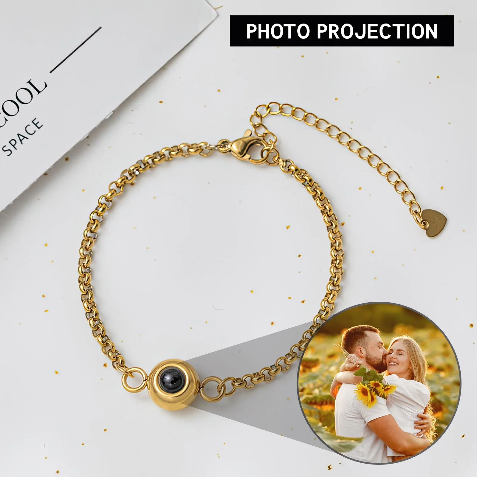 Glittering Round Diamond Projection Gem Bracelet - Photo Projection Unique Gift