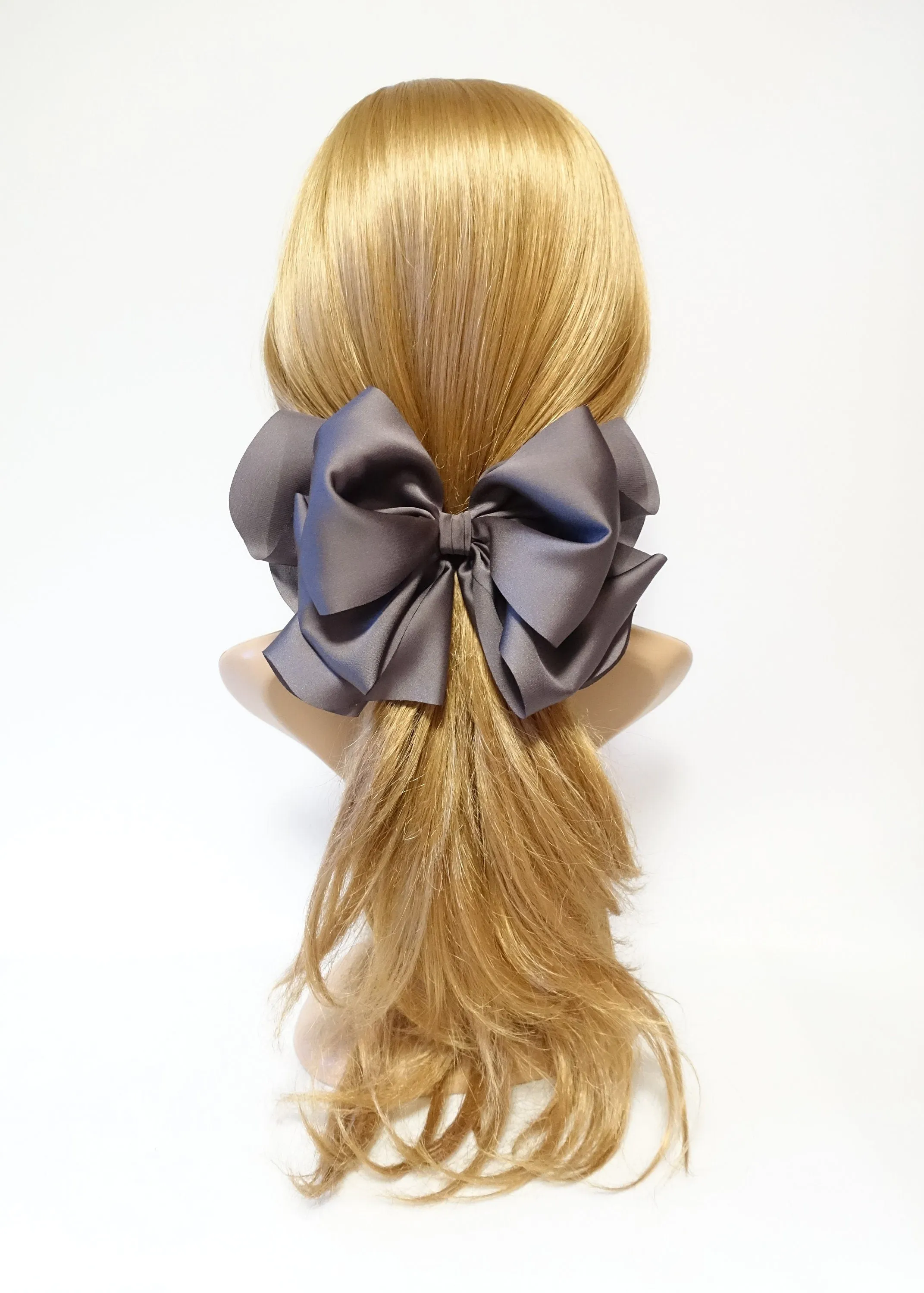 glossy satin  butterfly hair bow barrette volume up layered women hair bow barrette hair accessory