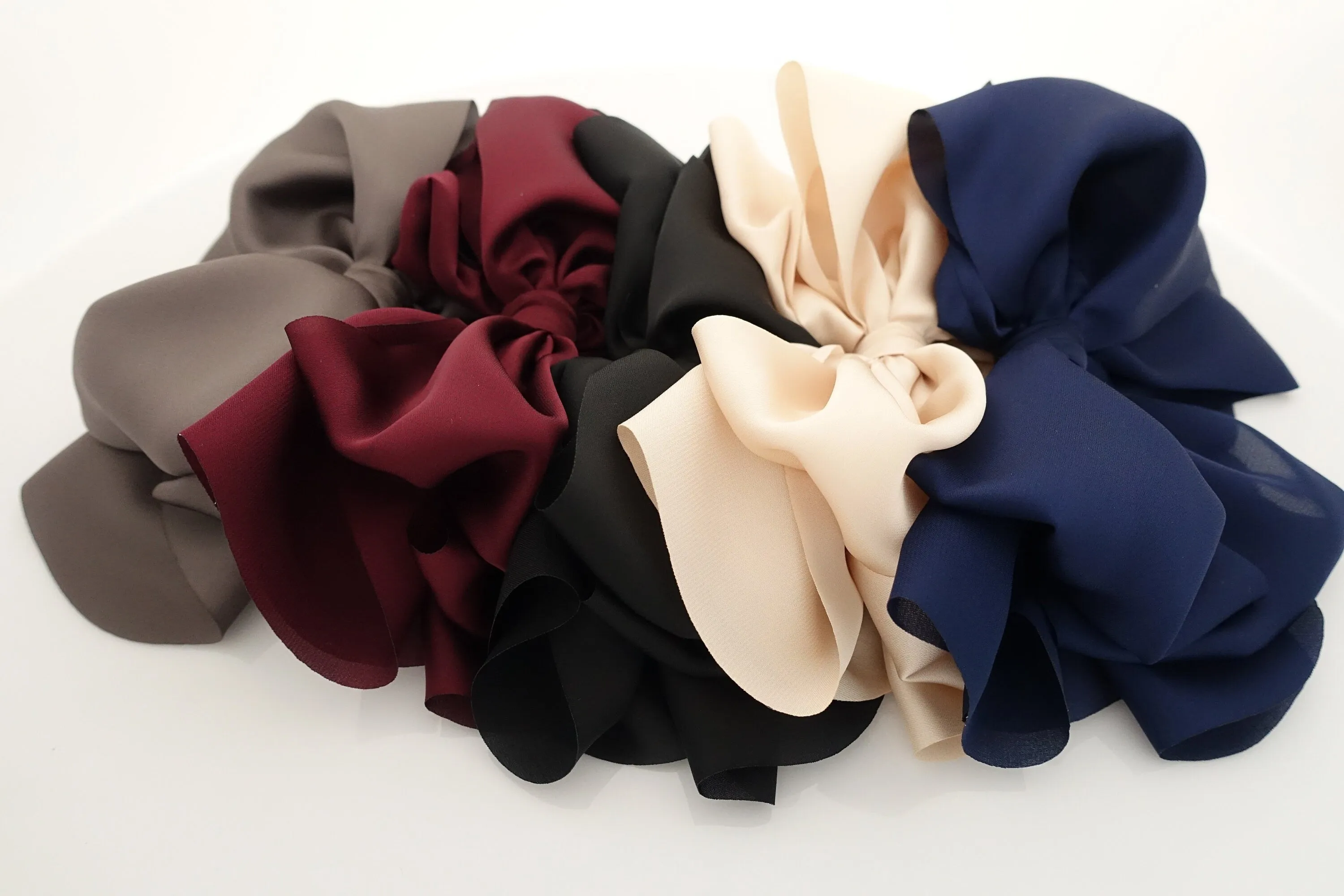 glossy satin  butterfly hair bow barrette volume up layered women hair bow barrette hair accessory