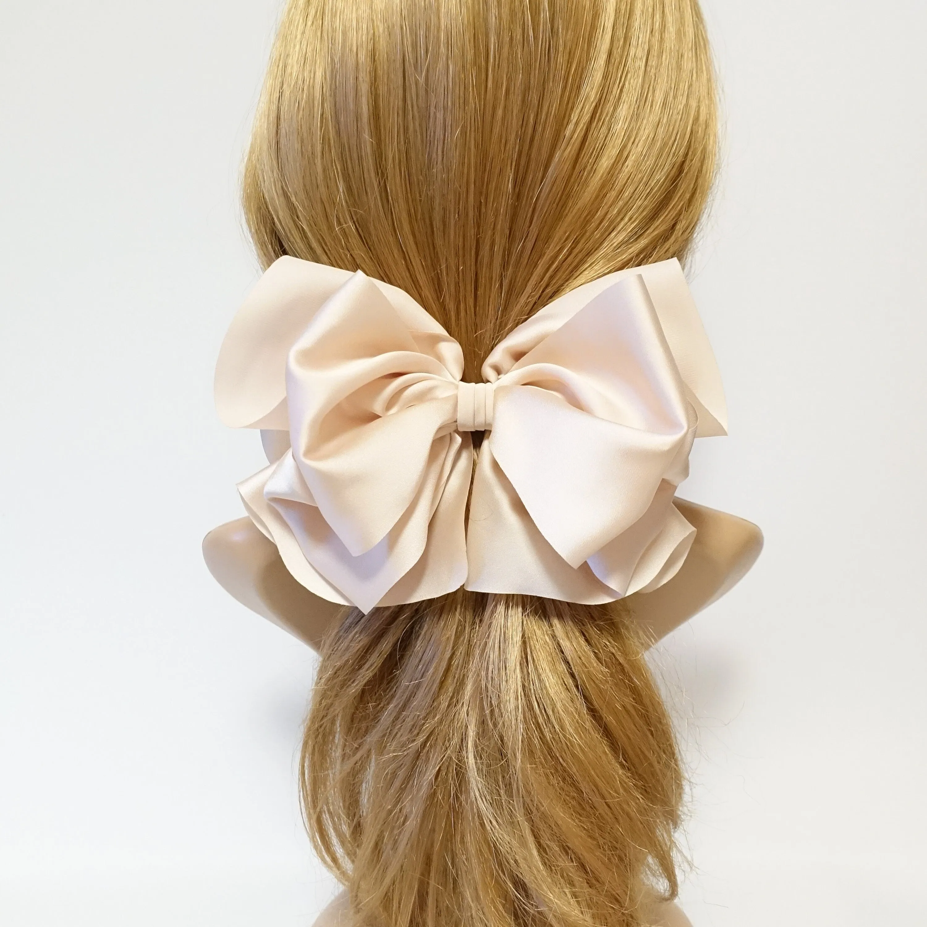 glossy satin  butterfly hair bow barrette volume up layered women hair bow barrette hair accessory