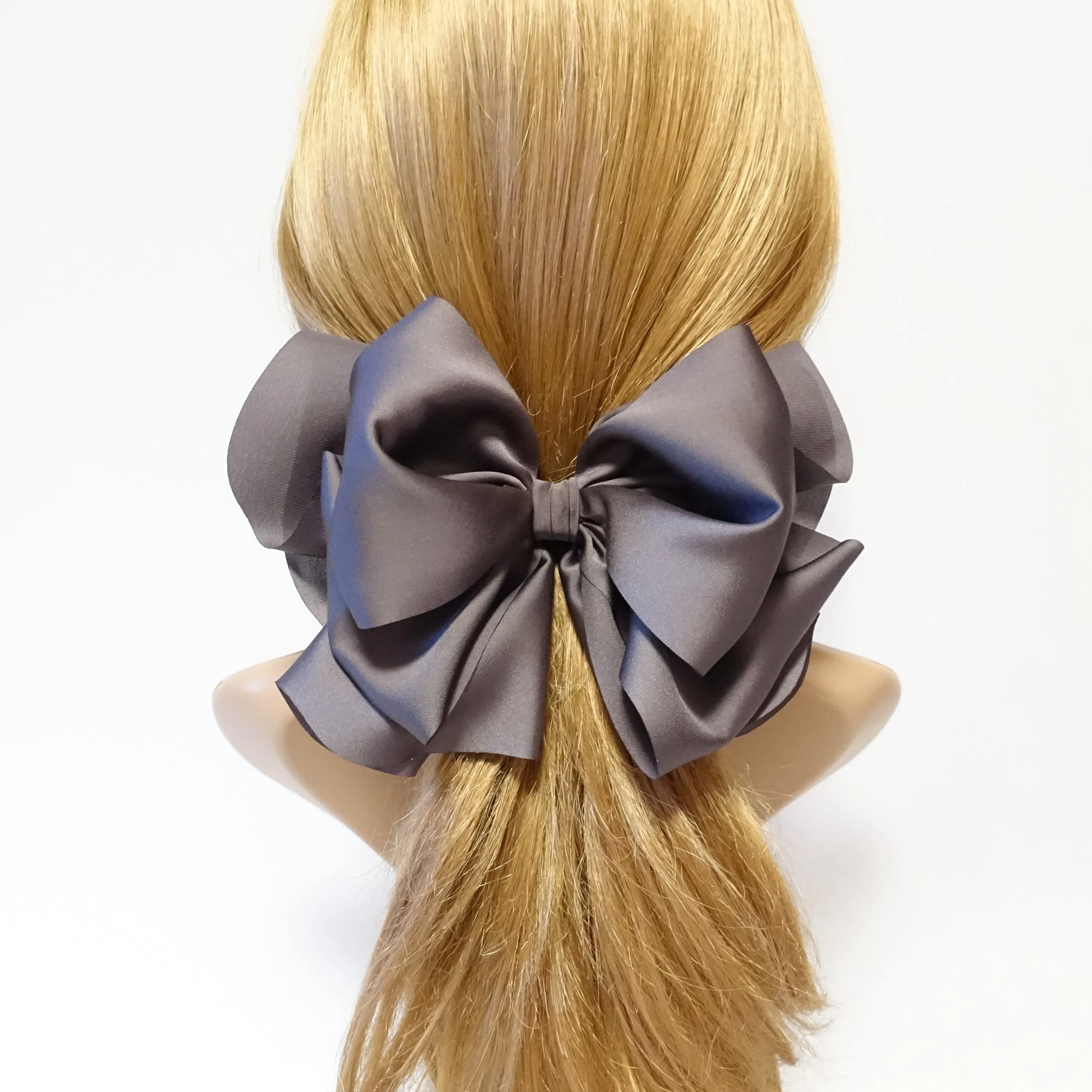 glossy satin  butterfly hair bow barrette volume up layered women hair bow barrette hair accessory