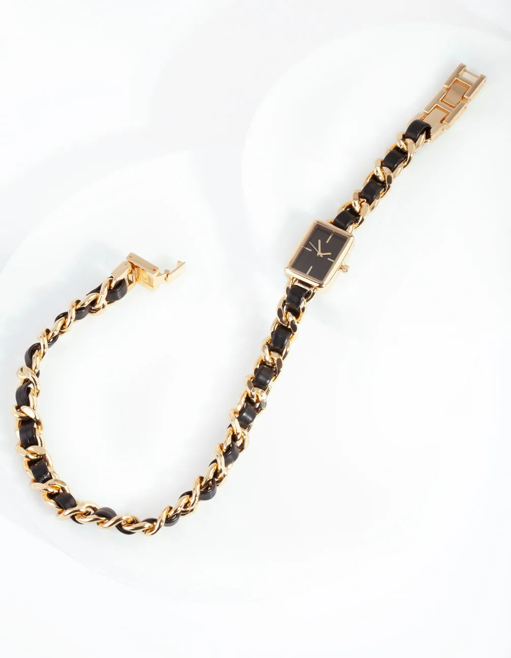 Gold & Black Chain Wrap Watch