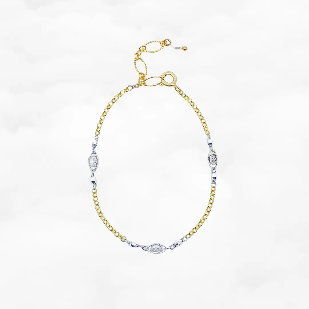 Gold and Silver Auspicious Chain Bracelet