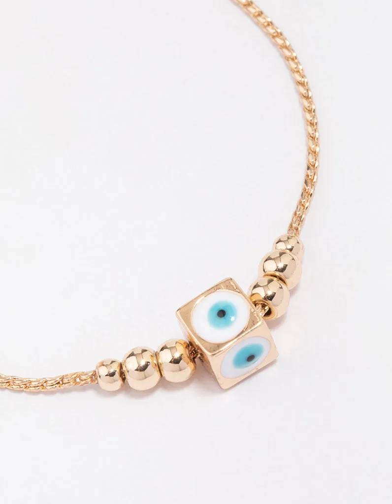 Gold Evil Eye Charm Bracelet