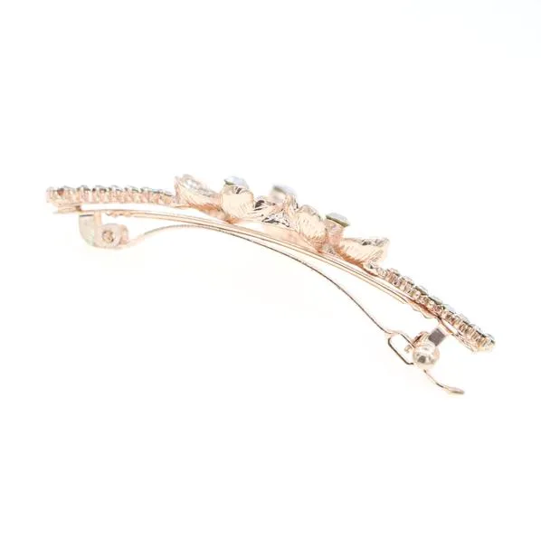 Gold Finish Clear Rhinestone Seastar Hair Barrette with Drop