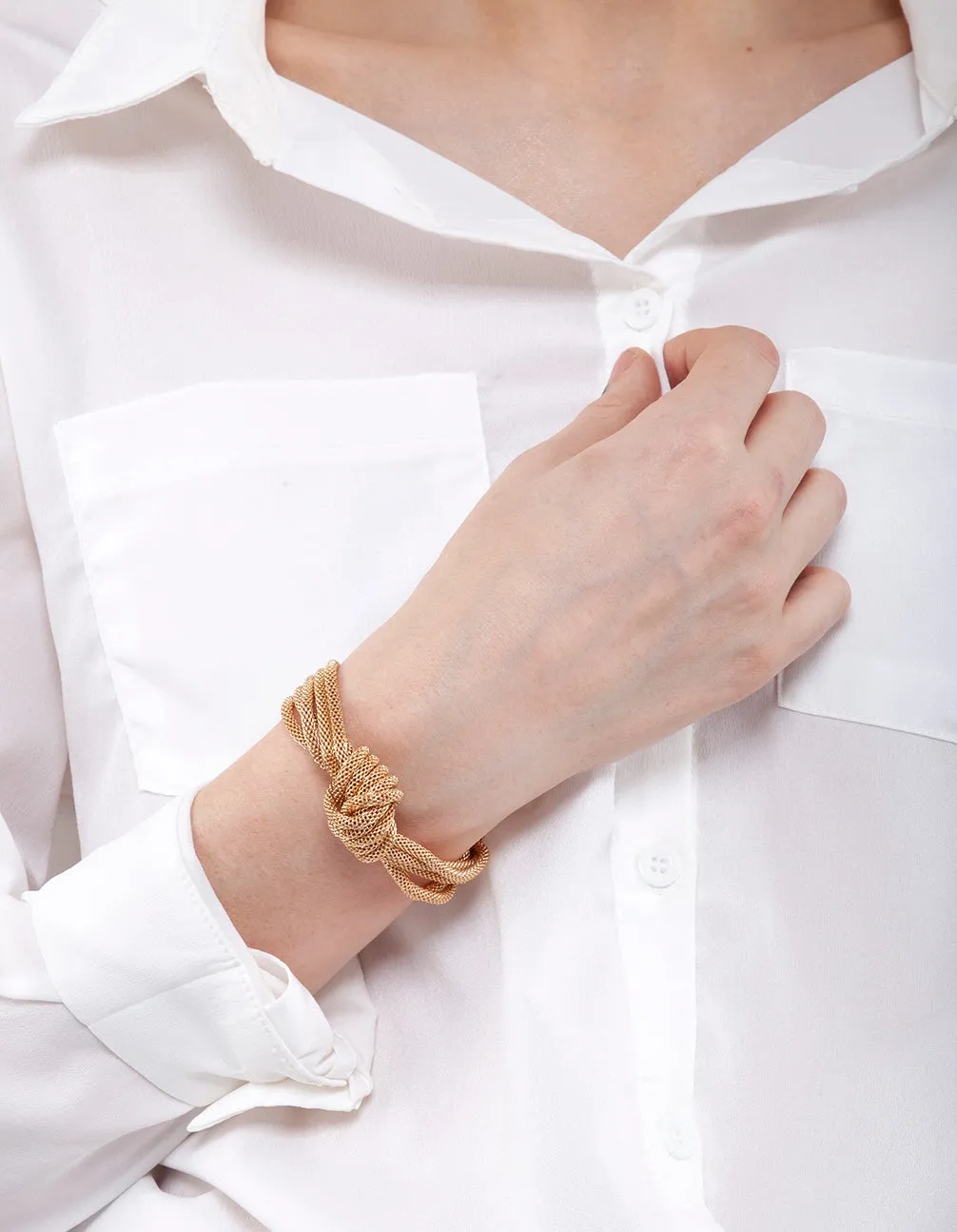 Gold Mesh Knot Chain Bracelet