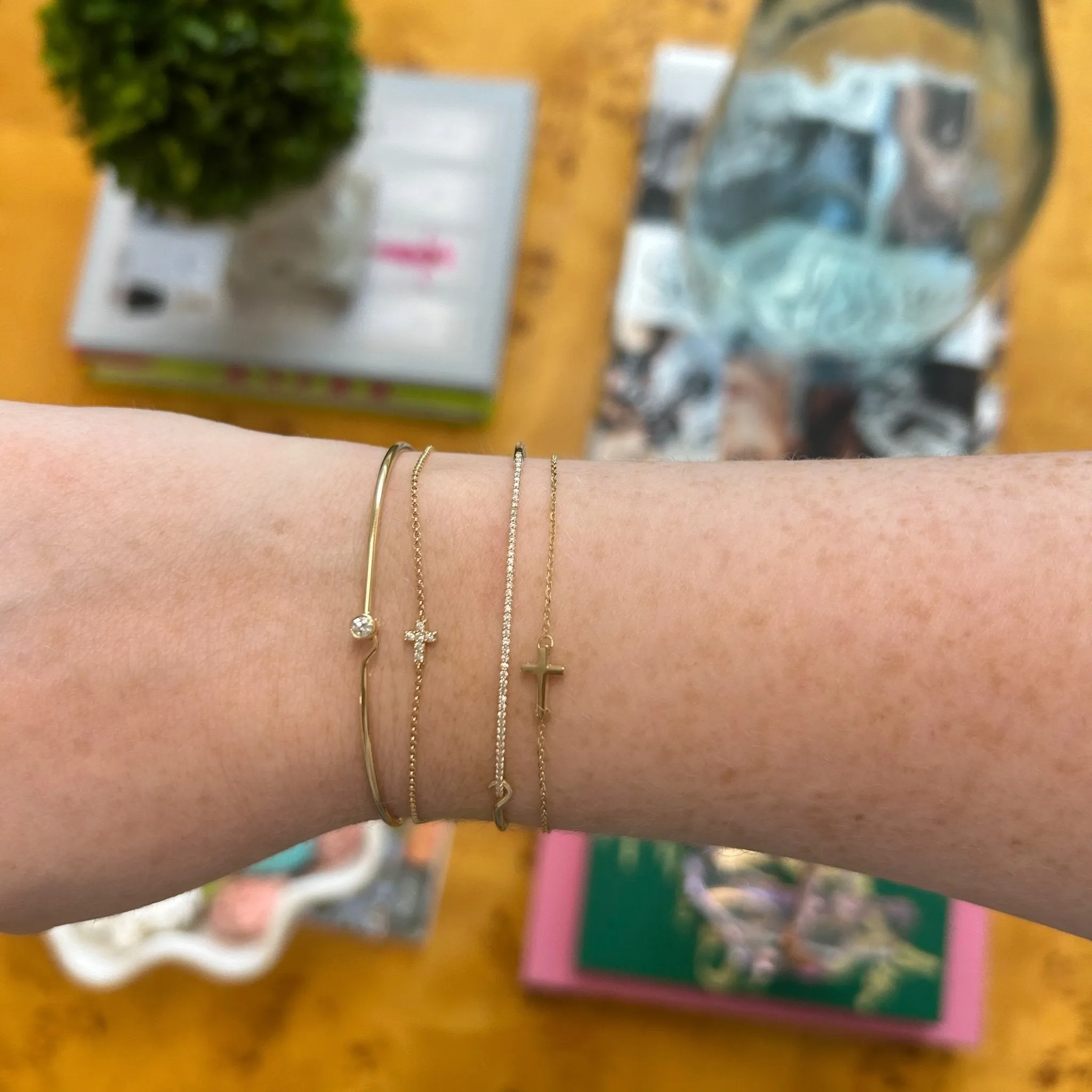 Gold Mini Cross Bracelet