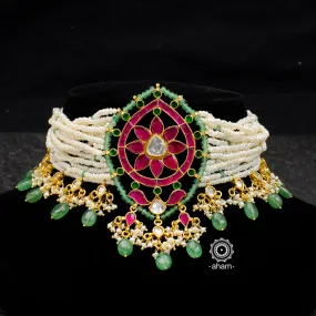 Gold Polish Kundan Pearl Choker