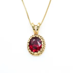 Gold Vintage Ruby Pendant - Created Ruby Necklace, Gold Victorian Pendant