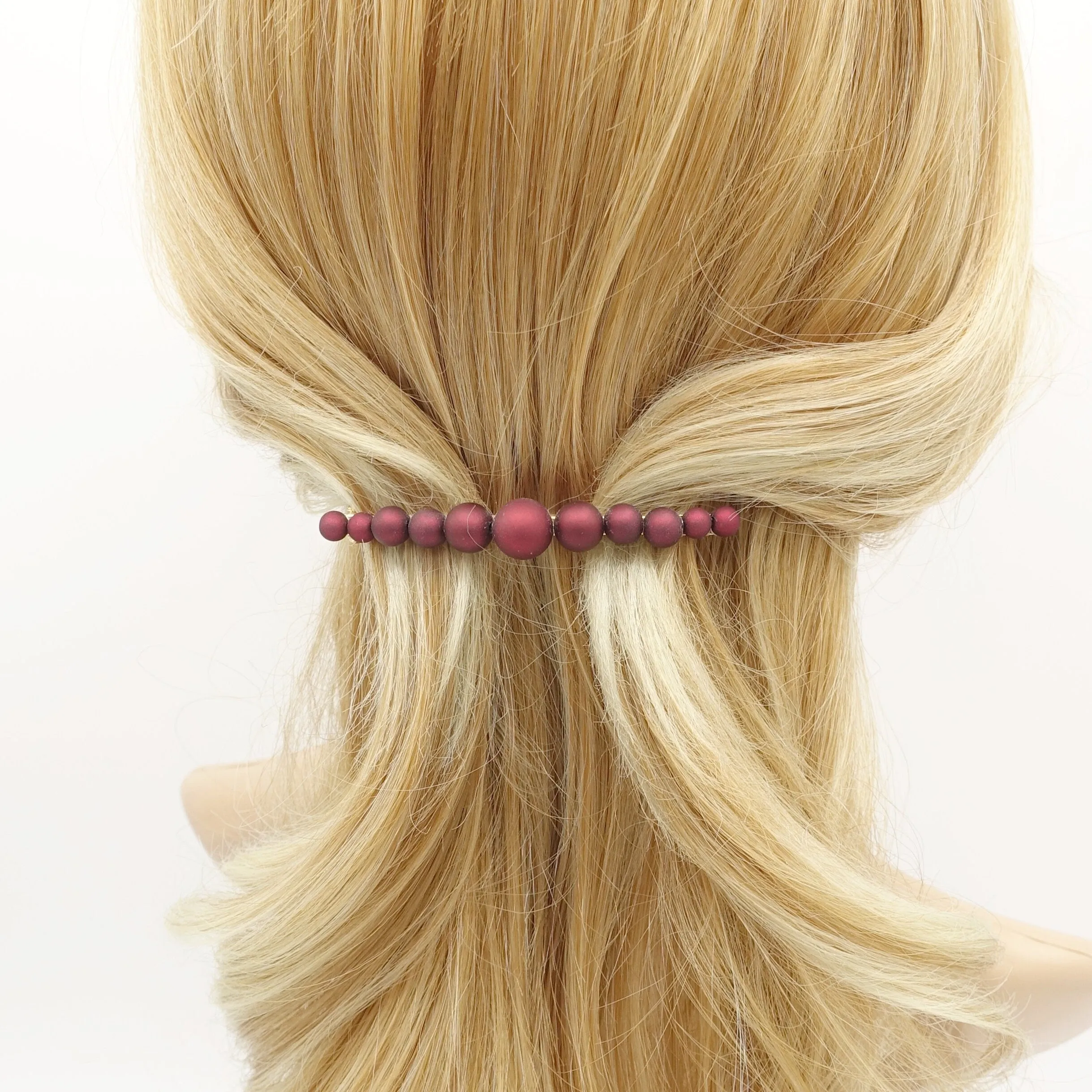 graduated ball hair barrette matte color ball embellished hair accessory for women