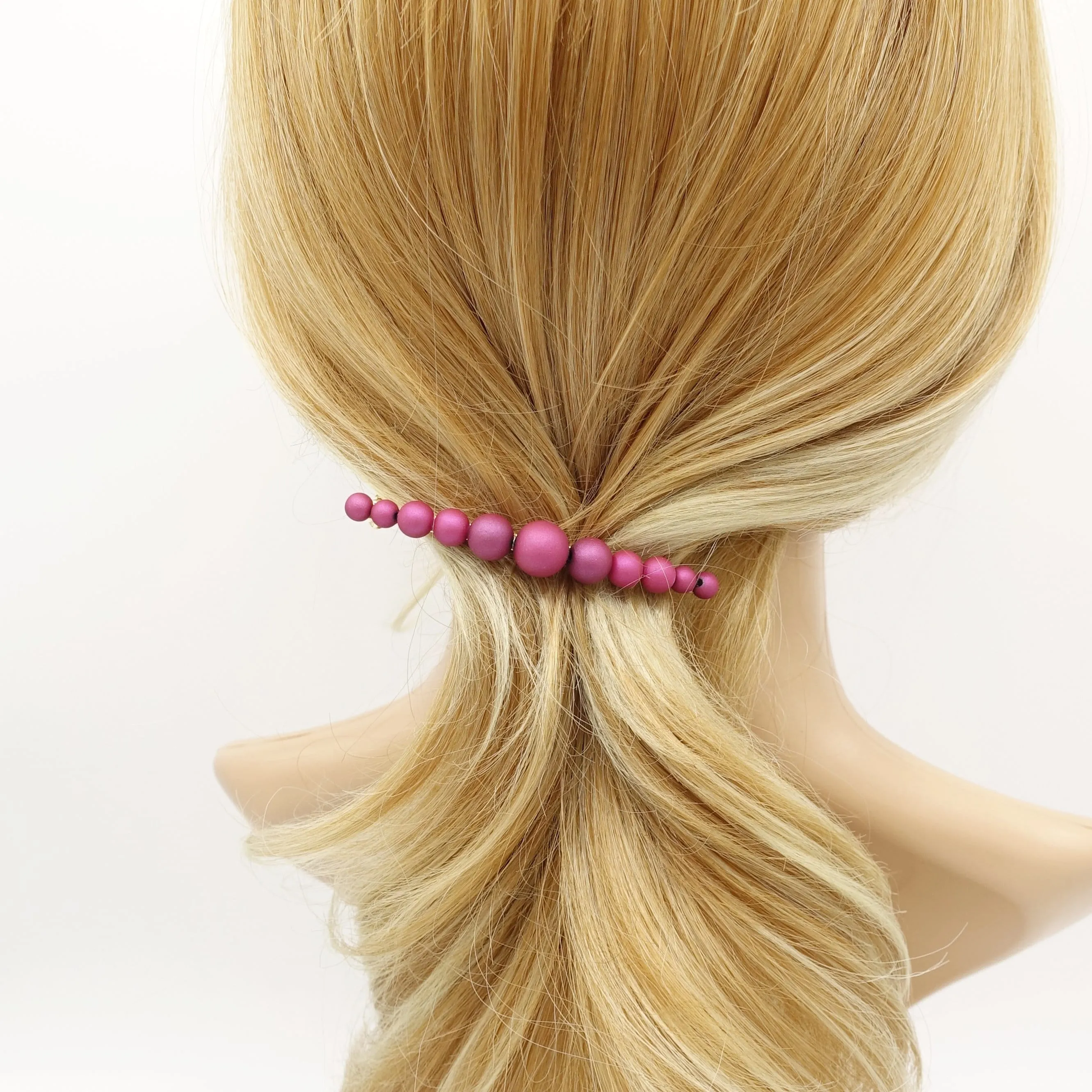 graduated ball hair barrette matte color ball embellished hair accessory for women