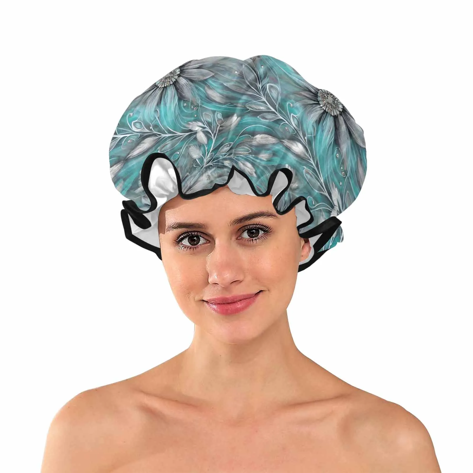 Green Elegant Floral 50  Shower Cap