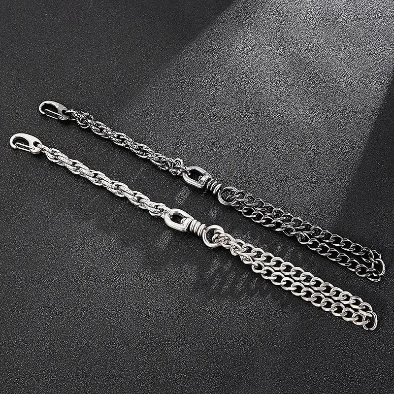 Half-Sided Double Cuban Chain Titanium Steel Bracelet for Trendy Men