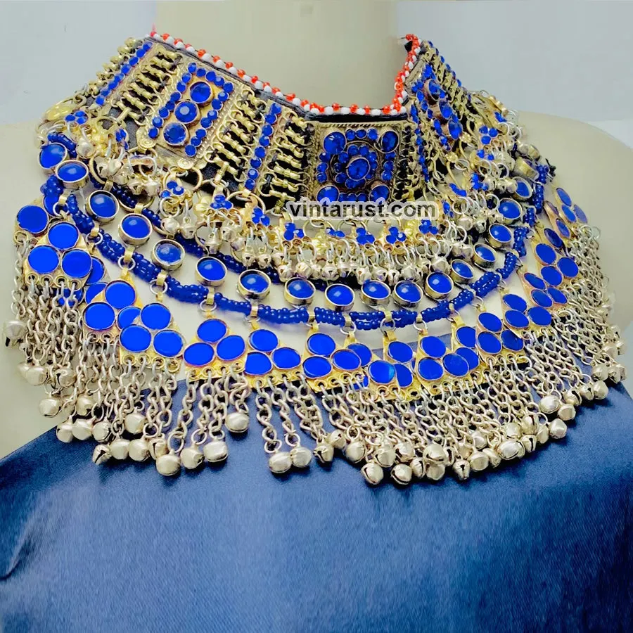 Handmade Blue Kuchi Ethnic Choker Necklace