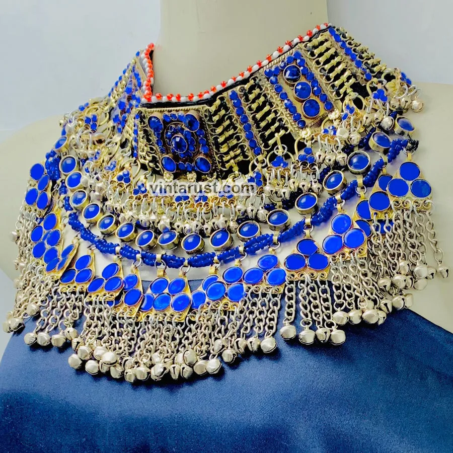 Handmade Blue Kuchi Ethnic Choker Necklace