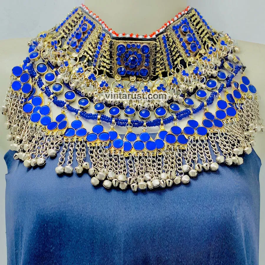 Handmade Blue Kuchi Ethnic Choker Necklace