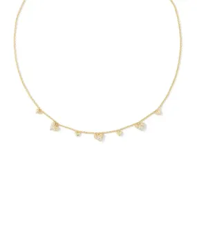 Haven Heart Crystal Choker Necklace Gold - White Crystal