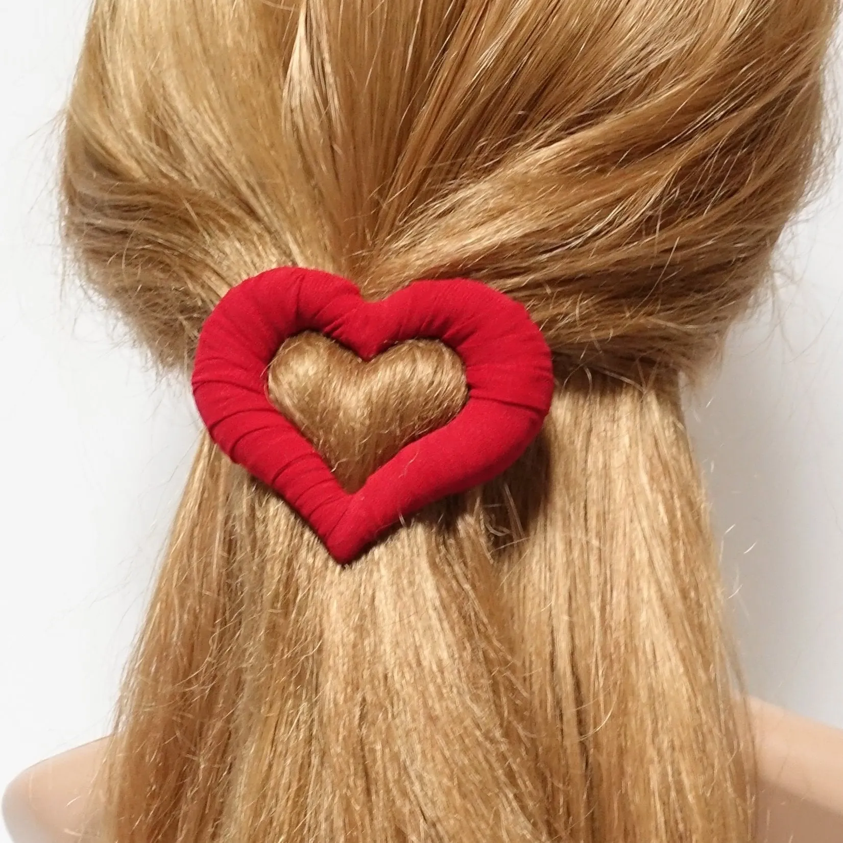 heart hair barrette fabric wrapped clip woman casual hair accessories