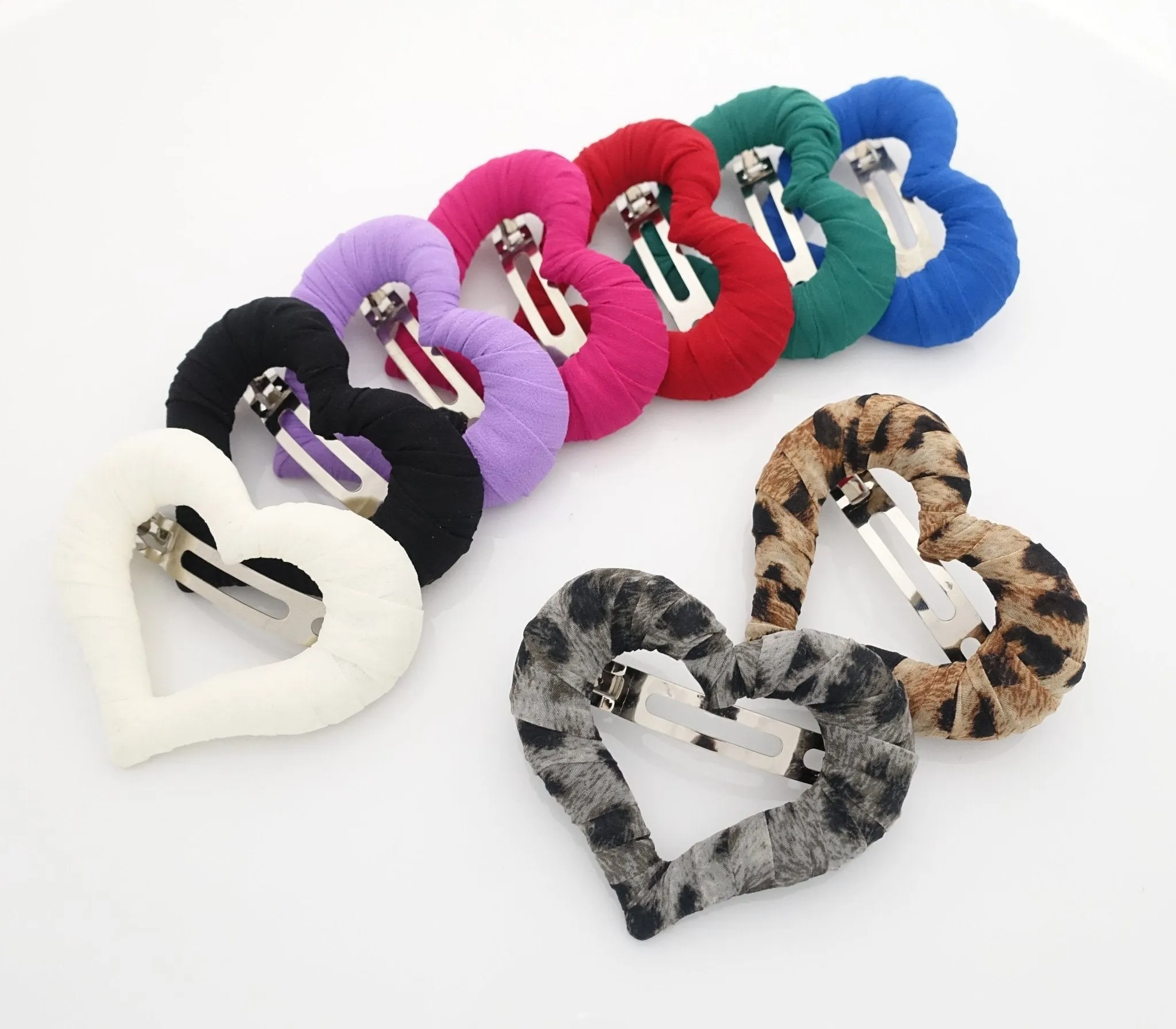 heart hair barrette fabric wrapped clip woman casual hair accessories