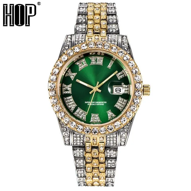 Hip Hop Full Iced Out Mens Watches Luxury Date Quartz Wrist Watches With Micropaved Cubic Zircon Watch For Women Men Jewelry