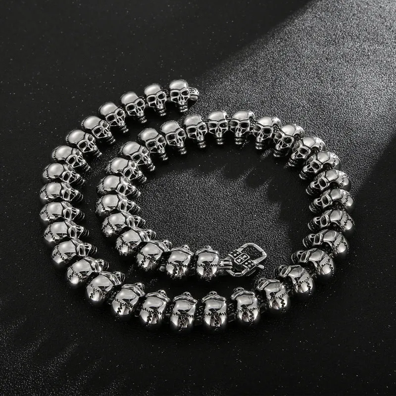 Hip Hop Skull-Inspired Titanium Steel Bracelet for Men, Unique Glossy Ghost Head Stainless Steel Hand Jewelry