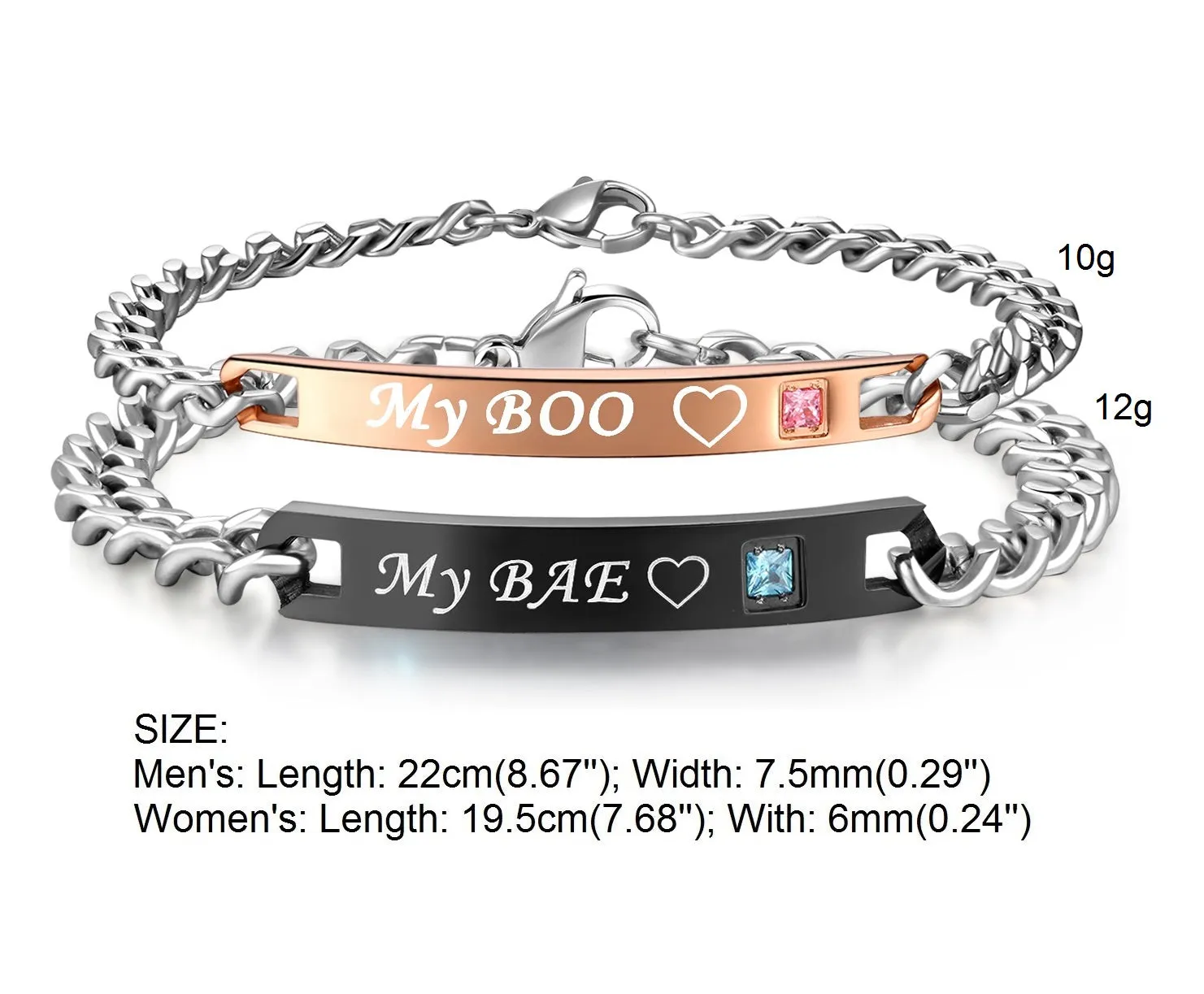 His & Hers Matching Set My Bae My Boo Couple Bracelets, Valentine, Anniversary, Wedding, Promise, Engagement Gift