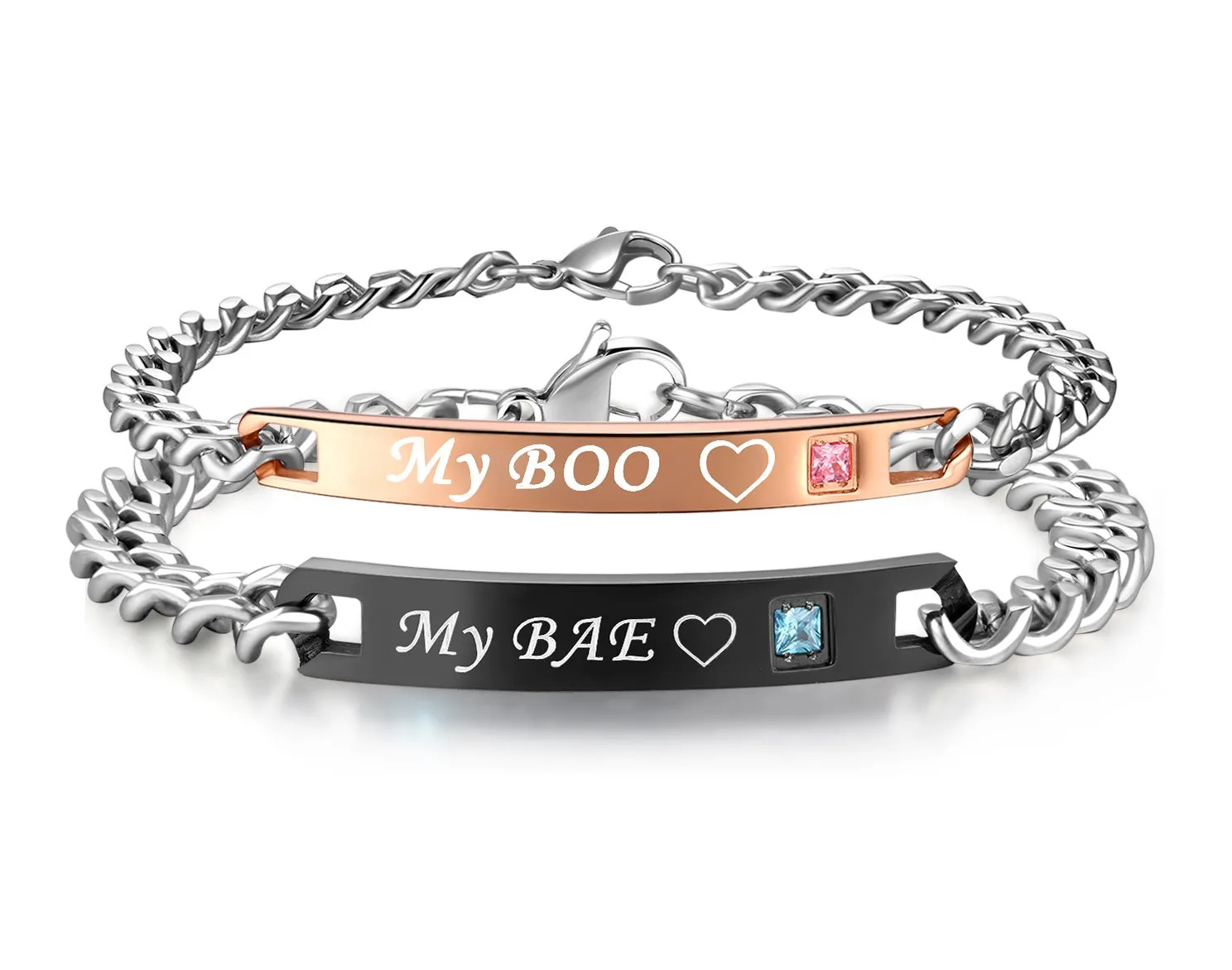 His & Hers Matching Set My Bae My Boo Couple Bracelets, Valentine, Anniversary, Wedding, Promise, Engagement Gift