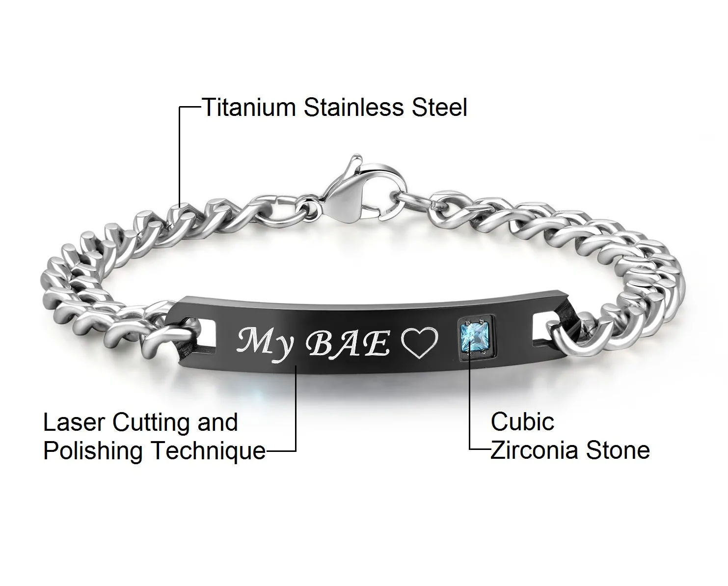 His & Hers Matching Set My Bae My Boo Couple Bracelets, Valentine, Anniversary, Wedding, Promise, Engagement Gift