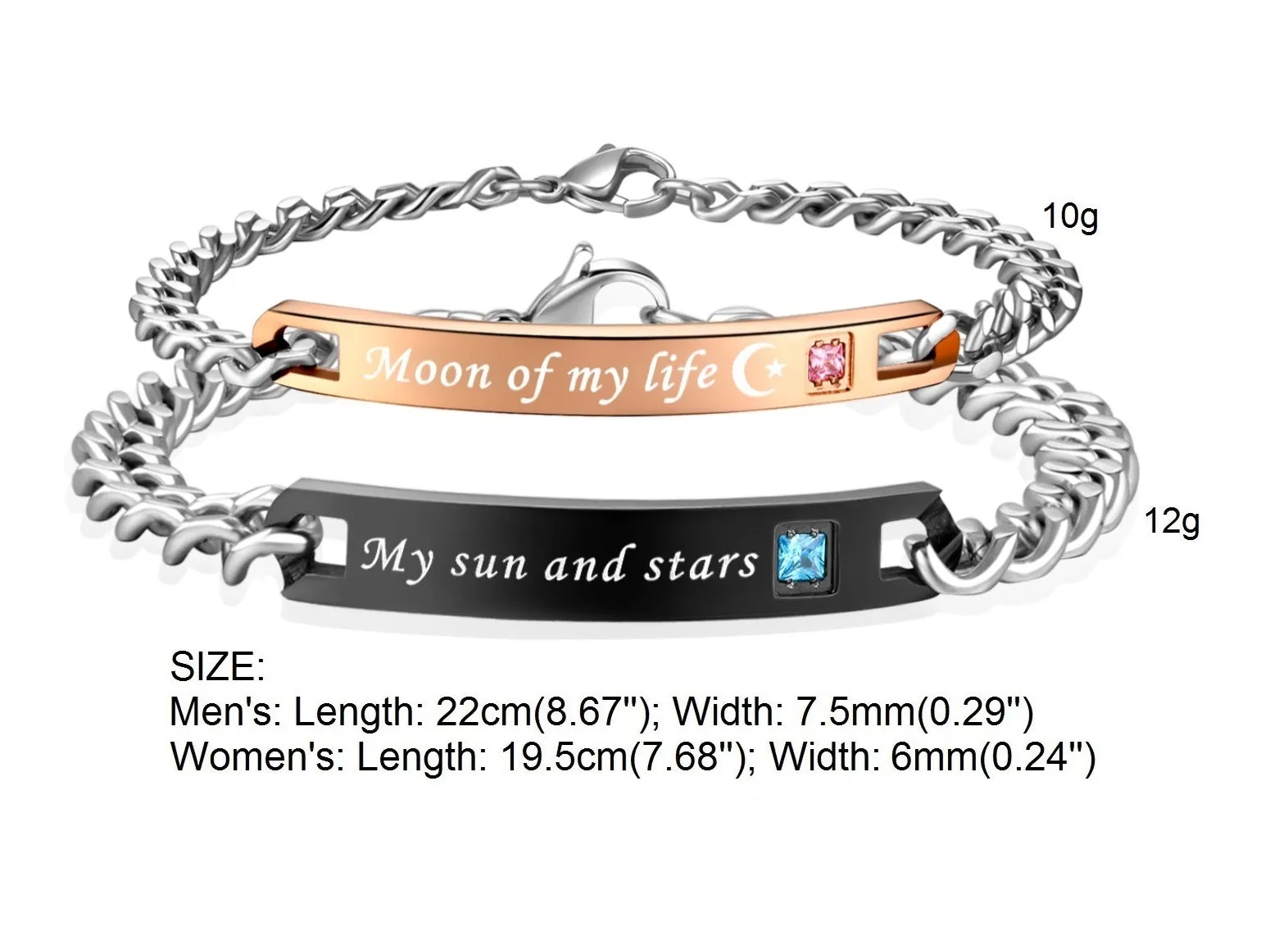 His & Hers Matching Set My Sun and Stars Moon of My Life Couple Bracelets, Valentine, Anniversary, Wedding, Promise, Engagement Gift