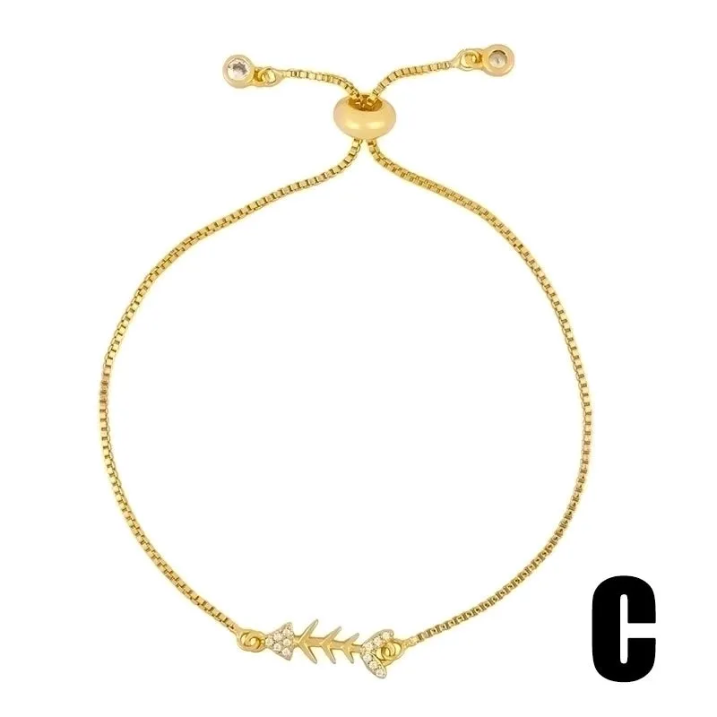 Hot-sale Fashion New Micro-set Zircon Crystal Pull Bracelet Female Letter Love Bracelet Personality  Copper Bracelet   Wholesale