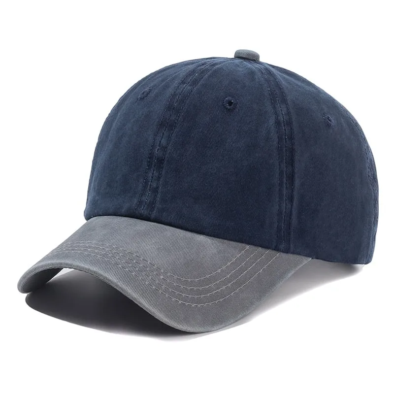 Hot Unisex Cap Two-color Stitching Washed Cotton Baseball Cap Men & Women Casual Adjustable Outdoor Trucker Hats Dropshipping