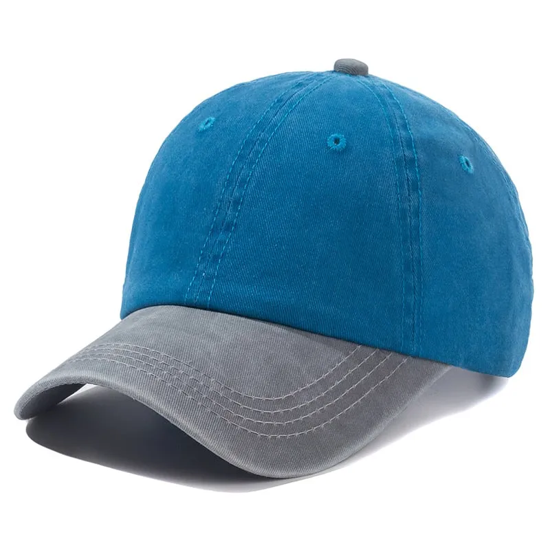 Hot Unisex Cap Two-color Stitching Washed Cotton Baseball Cap Men & Women Casual Adjustable Outdoor Trucker Hats Dropshipping