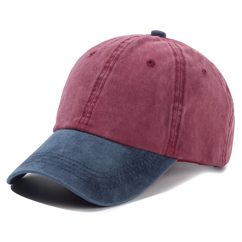 Hot Unisex Cap Two-color Stitching Washed Cotton Baseball Cap Men & Women Casual Adjustable Outdoor Trucker Hats Dropshipping